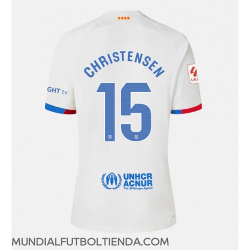 Camiseta Barcelona Andreas Christensen #15 Segunda Equipación Replica 2023-24 para mujer mangas cortas